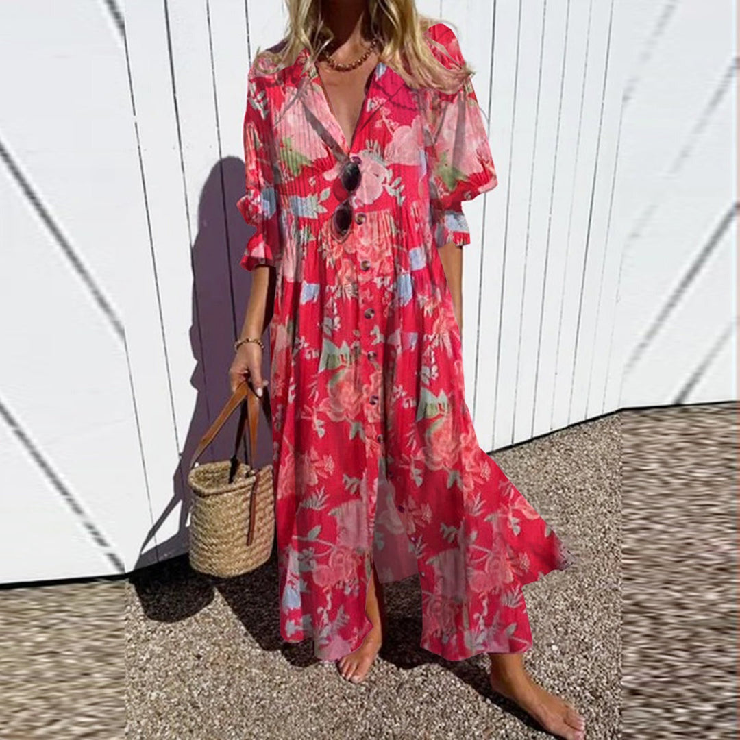 Ava - Floral Print Long Dress