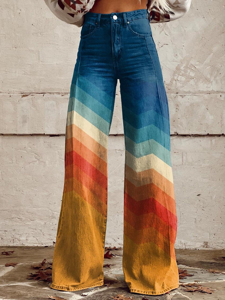 Ursula ™ -  Orange and Blue Stripes Wide Leg Pants